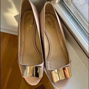 Kate spade wedge heels gold bow 2014